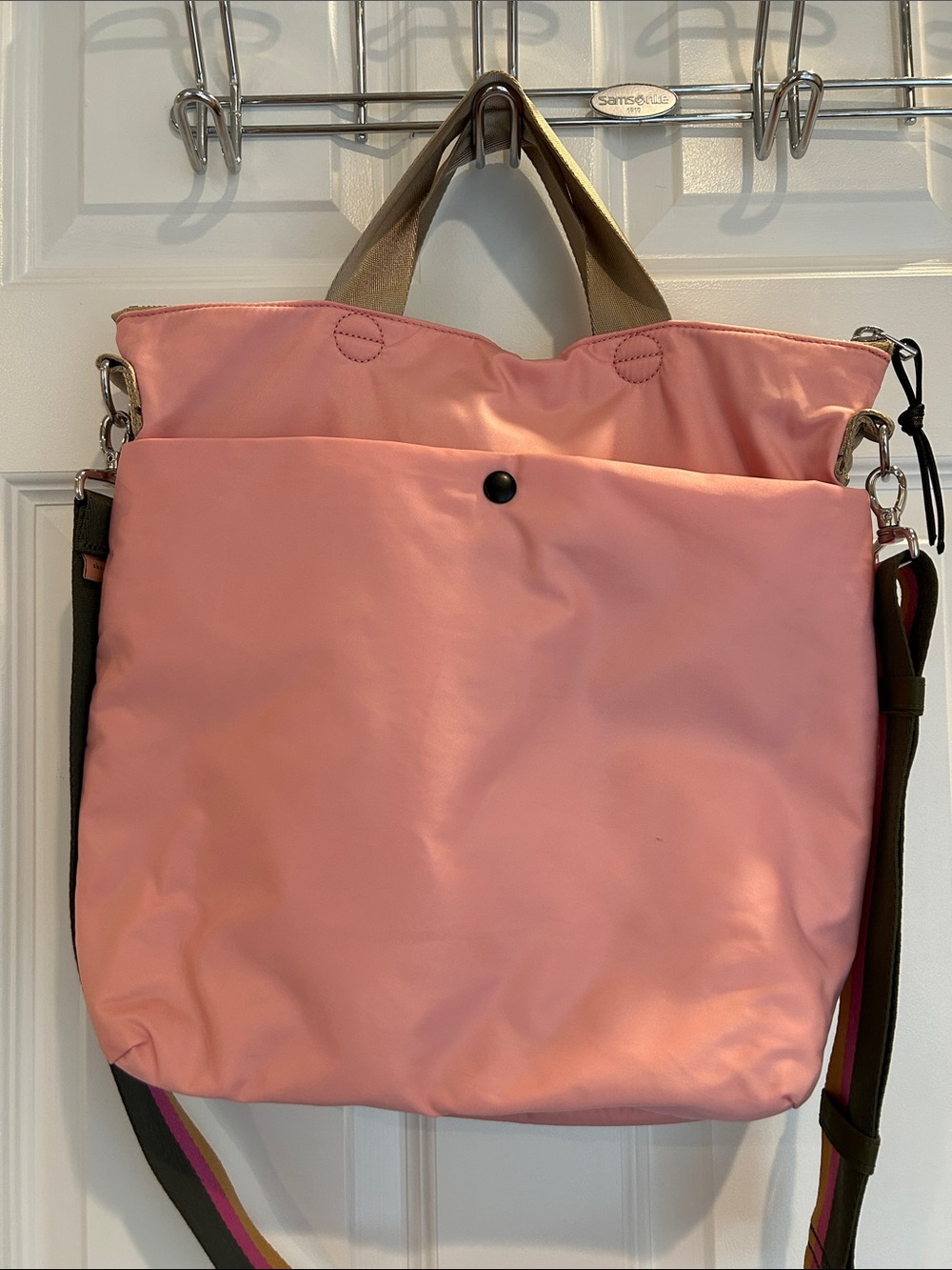 ShortyLOVE Large Pink Tote with Striped Adjustable Strap - Picture 7 of 15